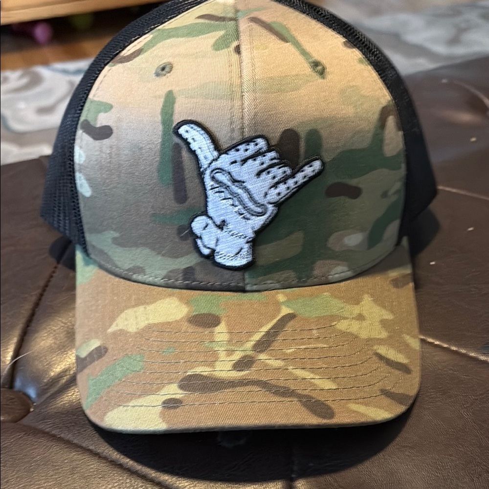 Camo Trucker Hat with Shaka Patch
